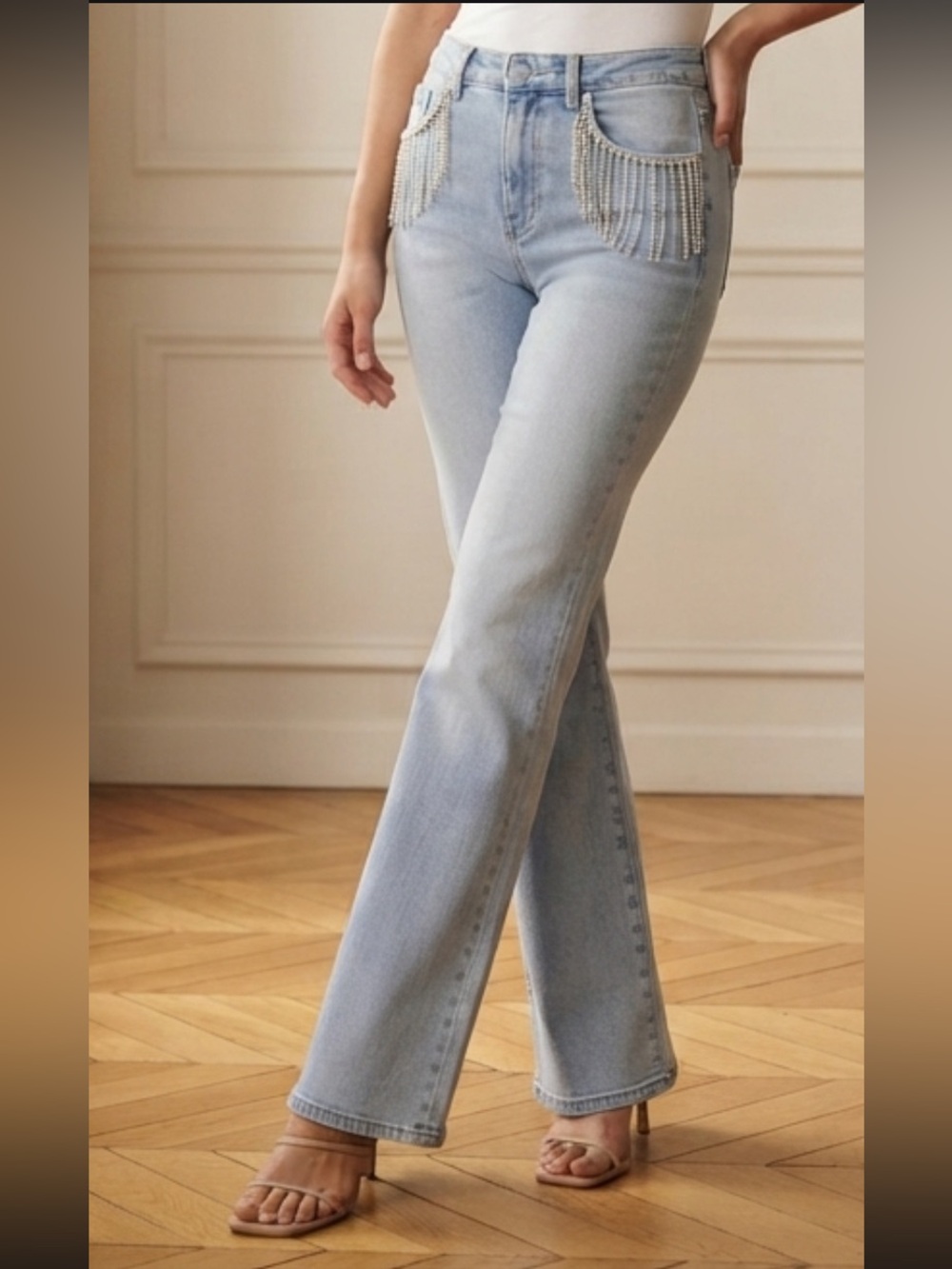 Women’s Flare Denim Jeans| Ashley Mason Rhinestone jeans | NWT size 5/30W